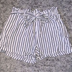 blue and white striped shorts